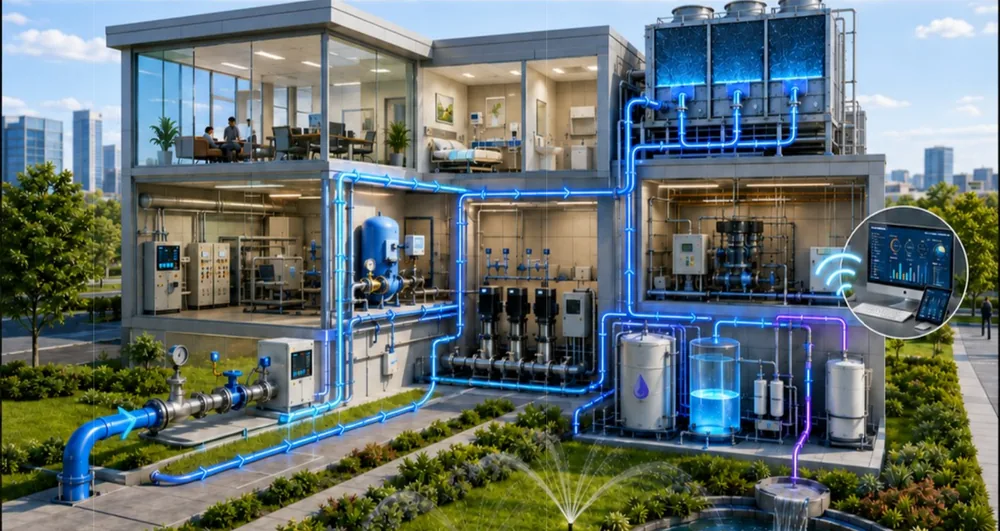Sistemas de agua y enfriamiento de edificios con monitoreo inteligente